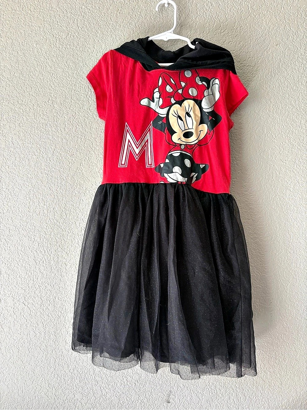 Disney Minnie Mouse Hooded Dress Girls Large Red & Black